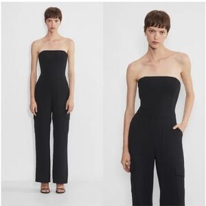 ARITZIA strapless cargo wide leg cool girl black jumpsuit size 12
